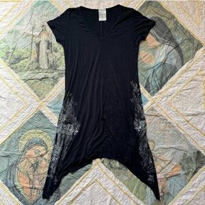 Vocal Y2k diamond bedazzled t shirt cross dress